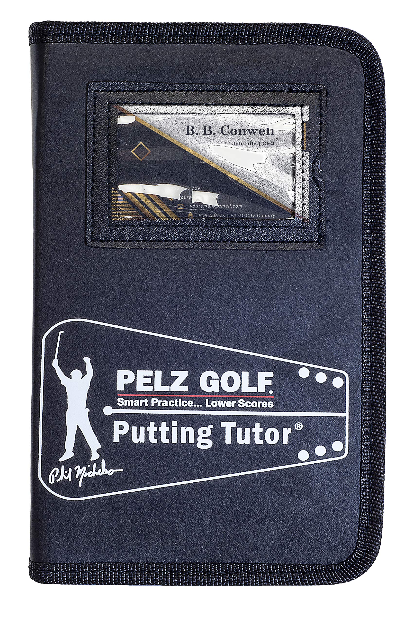 Pelz Golf in use on a putting mat demonstrating improved stroke practice