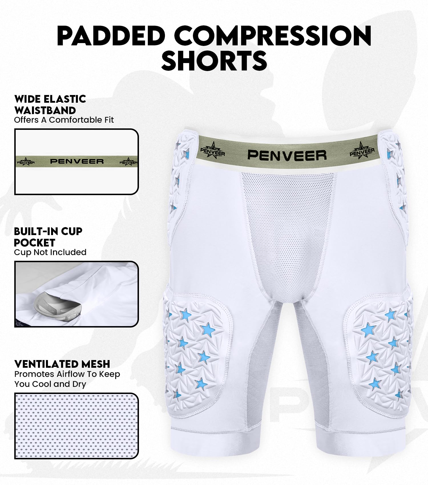Penveer rear view highlighting spine pad coverage and lower-back protection benefit