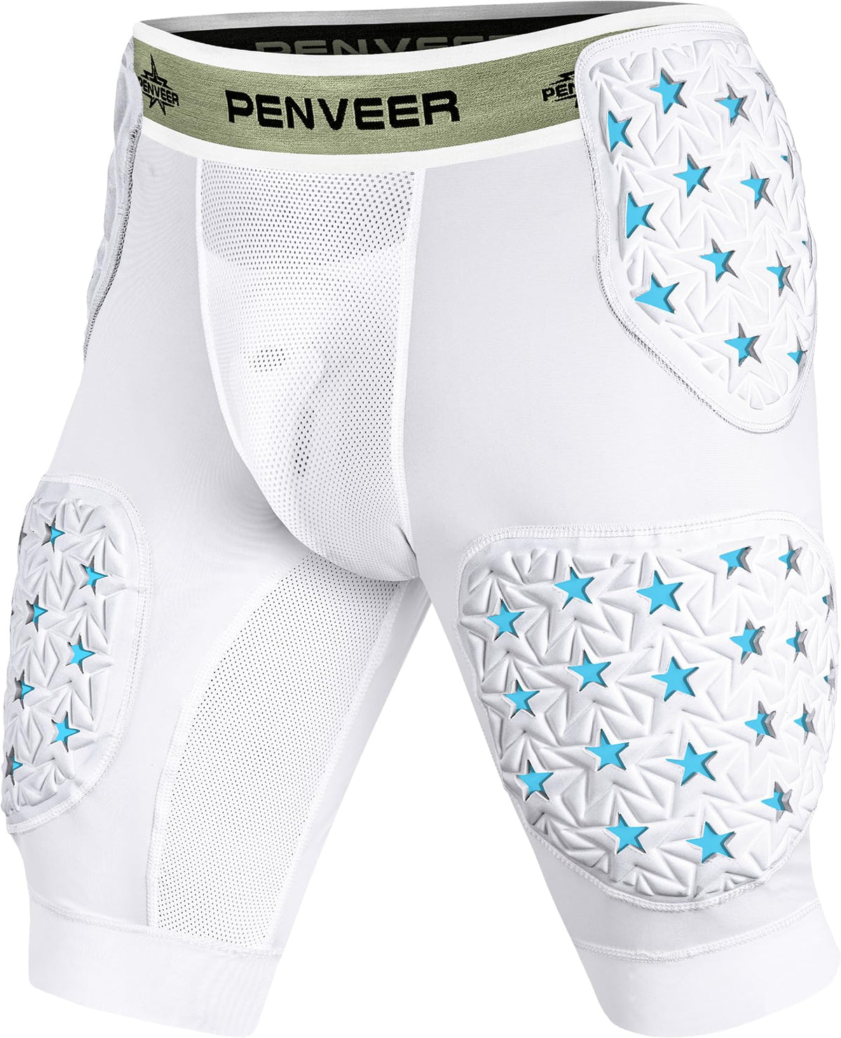 Penveer front view showing five pads and sleek compression fit for secure protection
