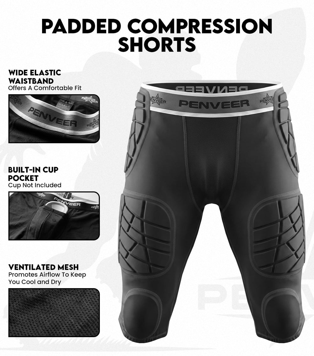 Penveer close-up of integrated plastic-reinforced thigh pad for impact protection