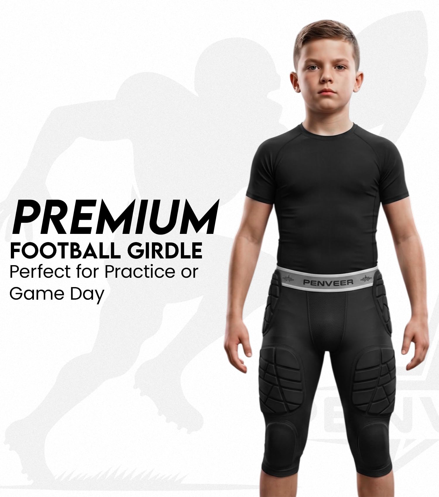 Penveer youth player wearing girdle under pants demonstrating low-profile protection