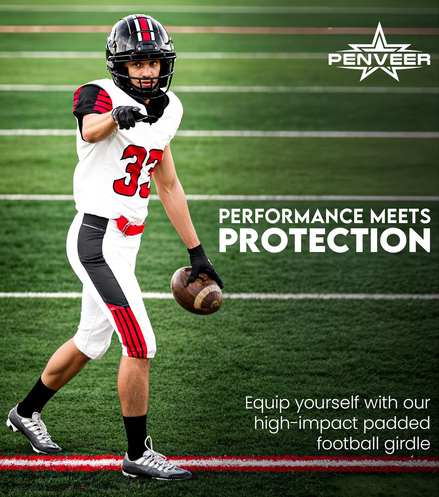 Penveer girdle beside a ruler to show size and fit for youth athletes