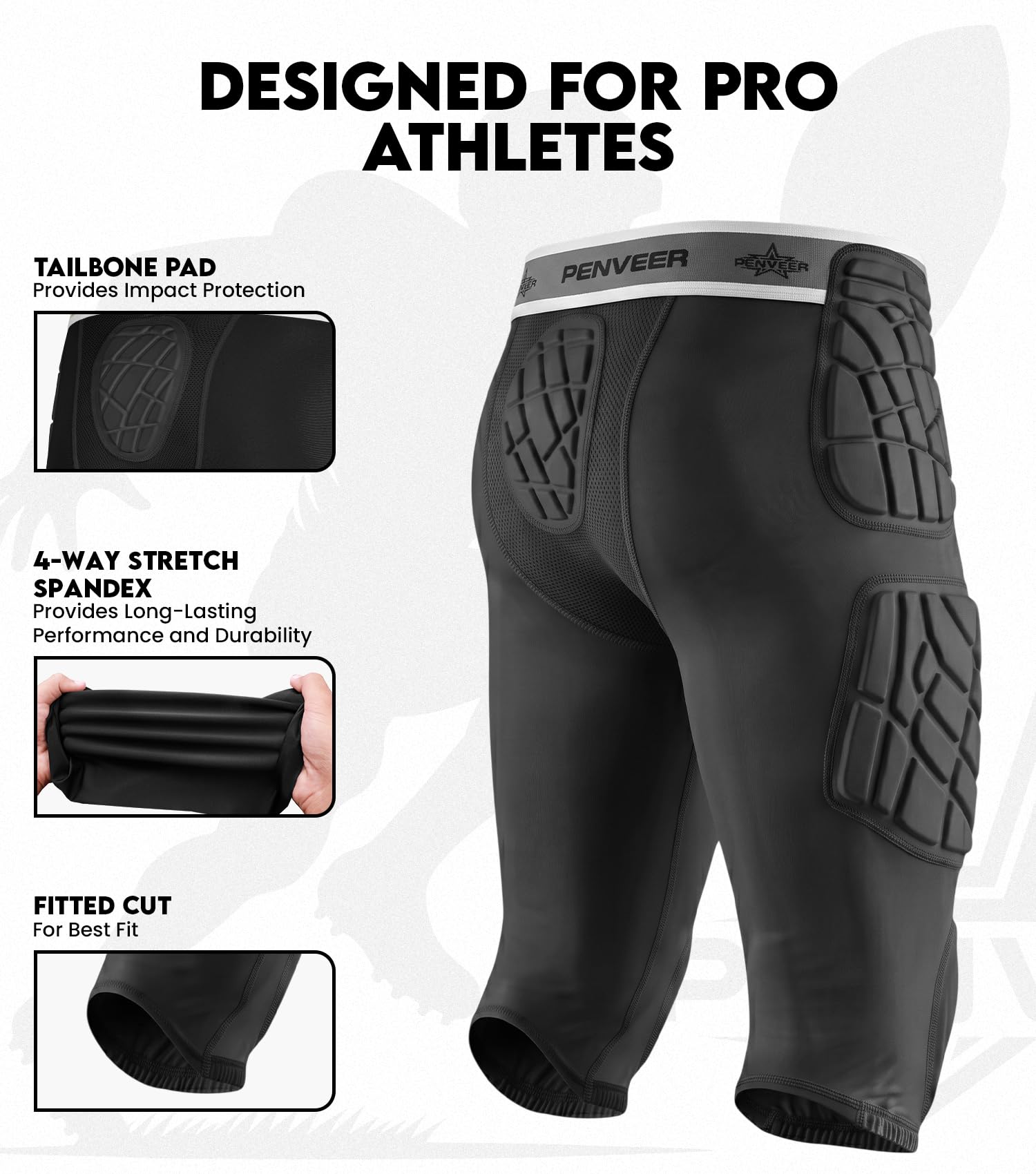 Penveer detailed shot of 2-inch anti-slip waistband ensuring secure fit