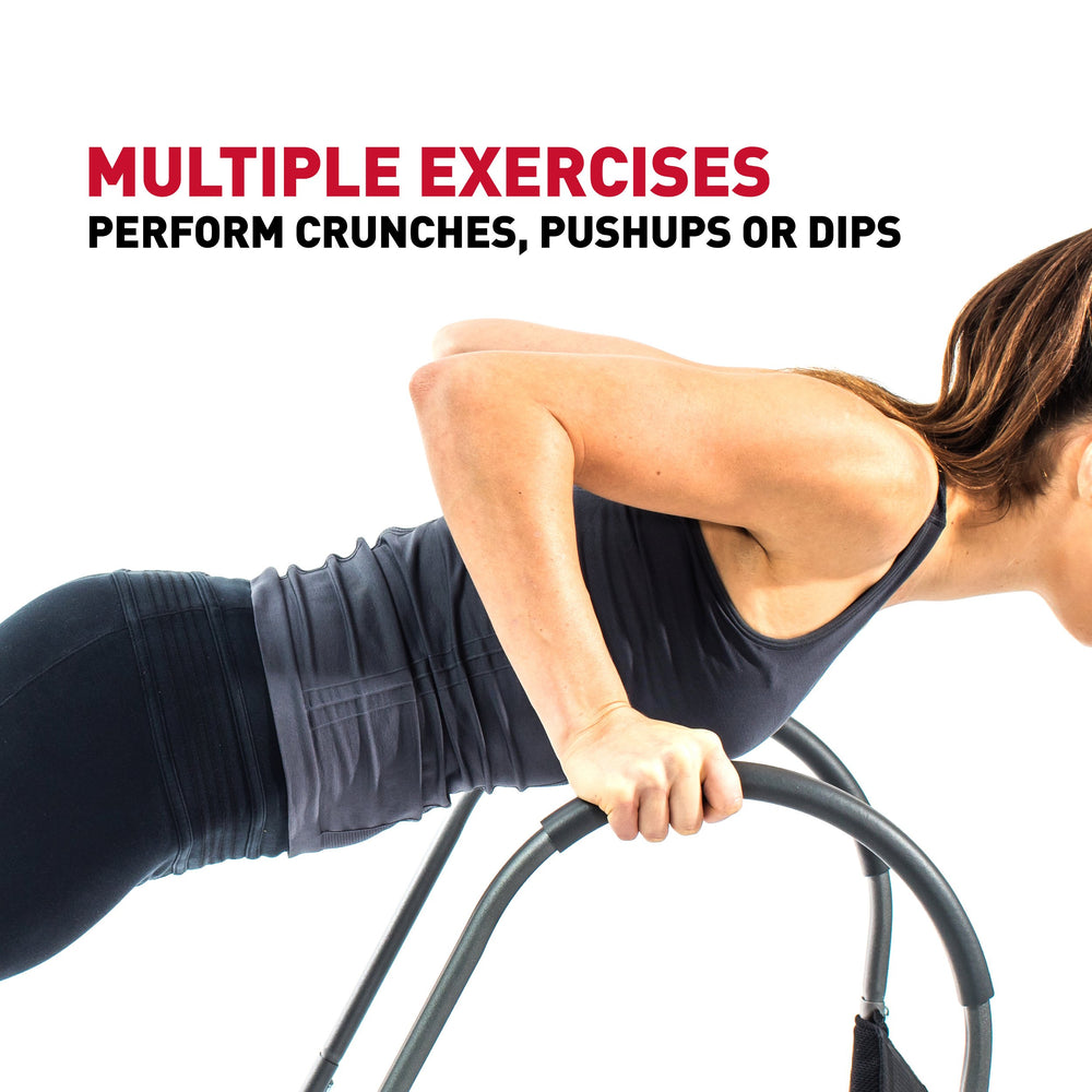 Perfect Fitness pad in use during crunch showing improved form benefit