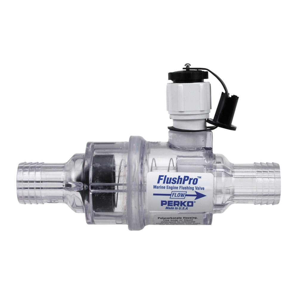 Perko 0456DP7 valve front view showing connection and durable finish for easy flushing