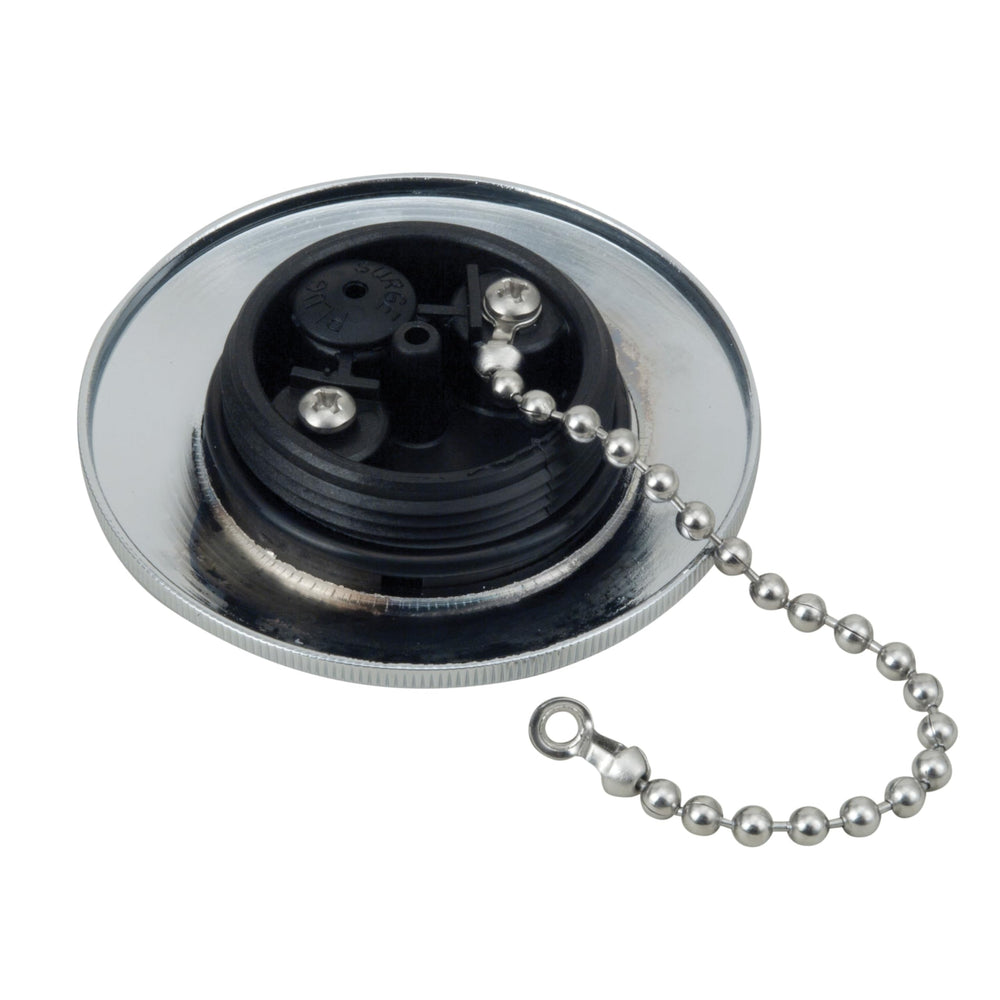Perko cap close-up on flame arrestor and O-ring, clear vent and secure seal