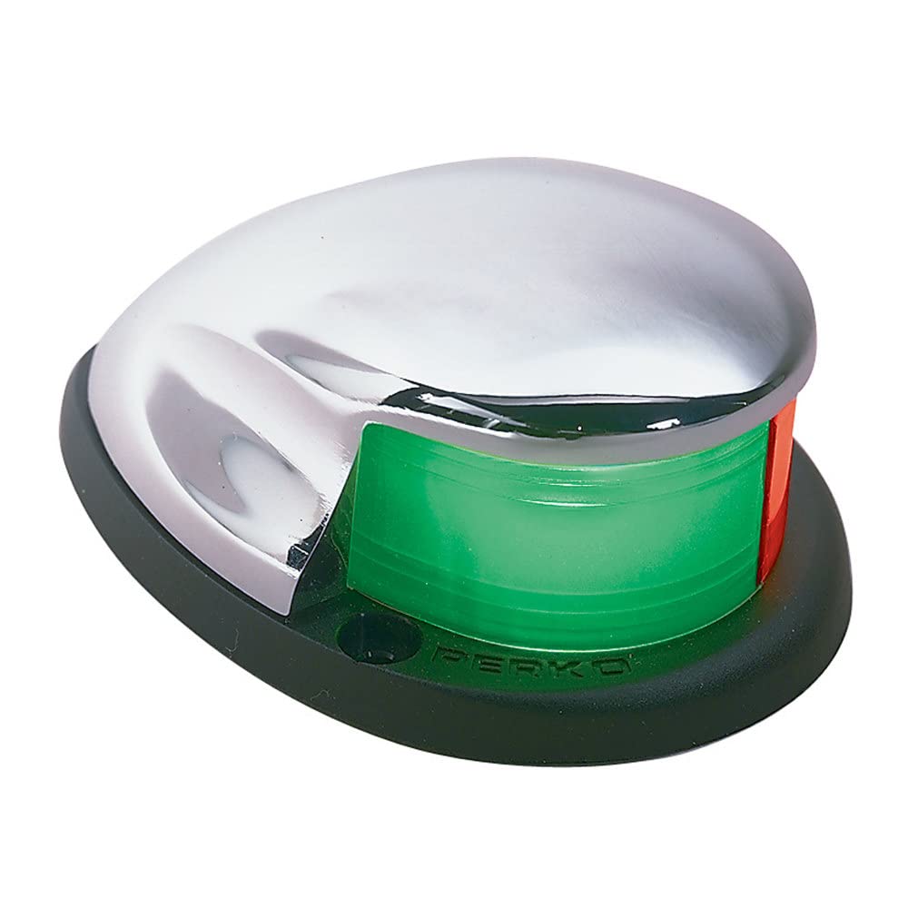 Perko horizontal bi-color navigation light front view showing red and green lenses for clear signaling