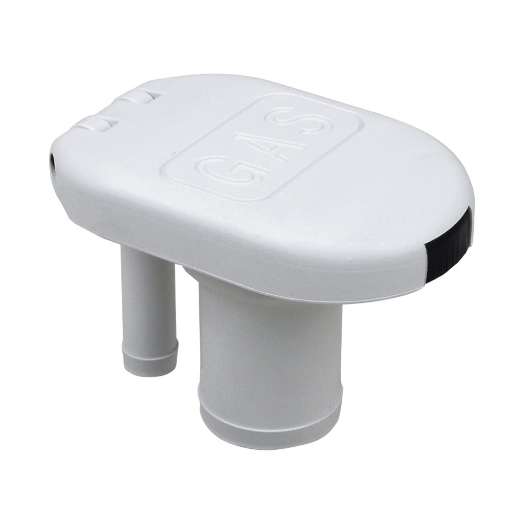 Perko white front view gas fill showing flip-top cap and vent, improves tank breathing