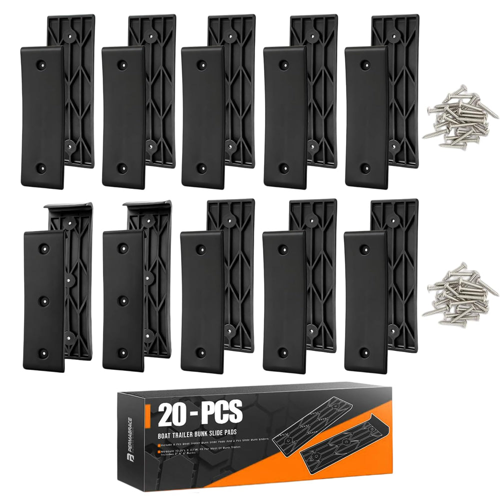 Permabrace front view of full 20-piece bunk slide kit improving ramp reliability