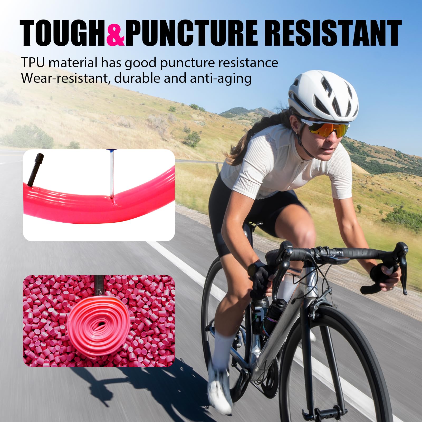 PERTUAL tube next to scale showing reduced weight and improved portability advantage