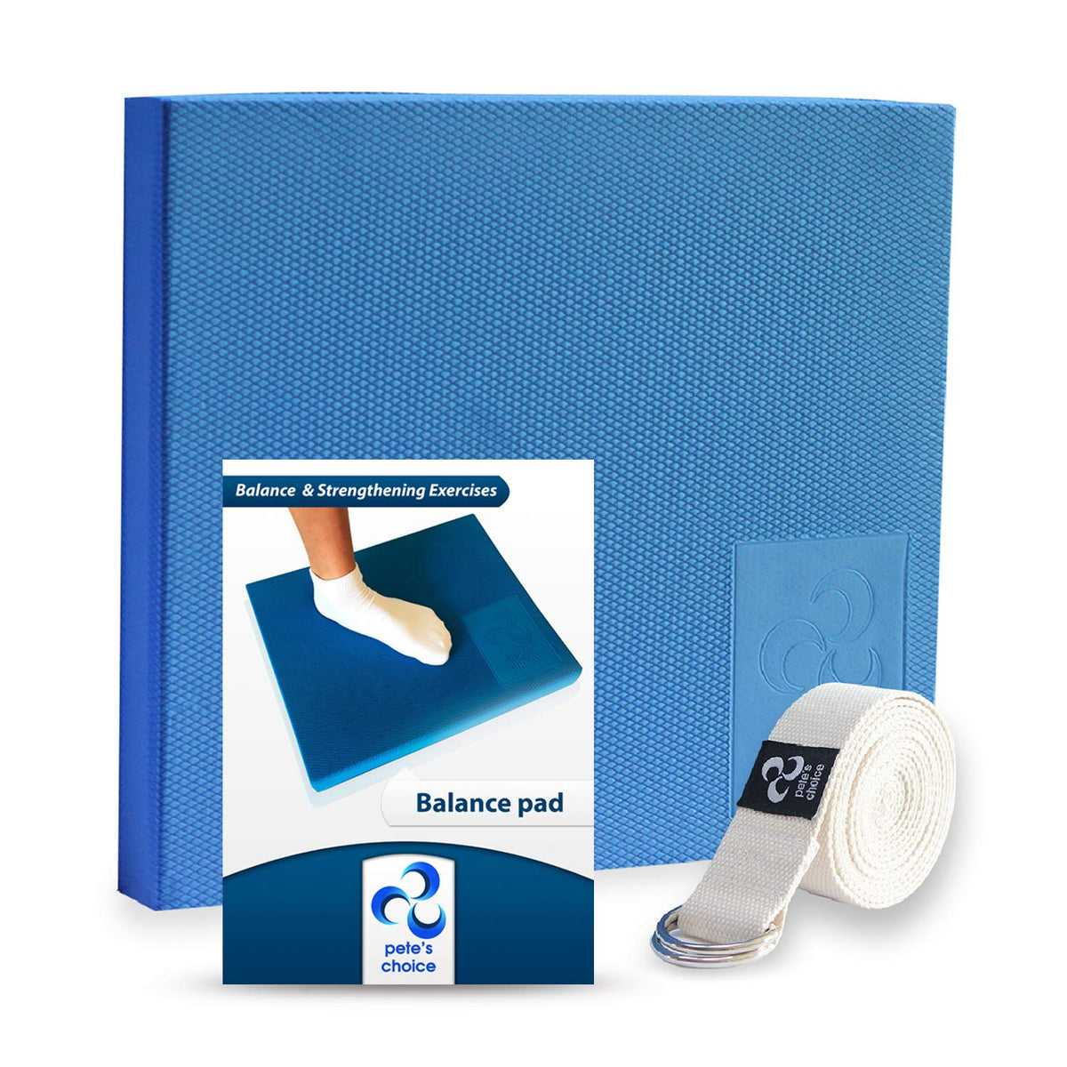 pete's choice front view of balance pad showing size and logo for clear identification and durability