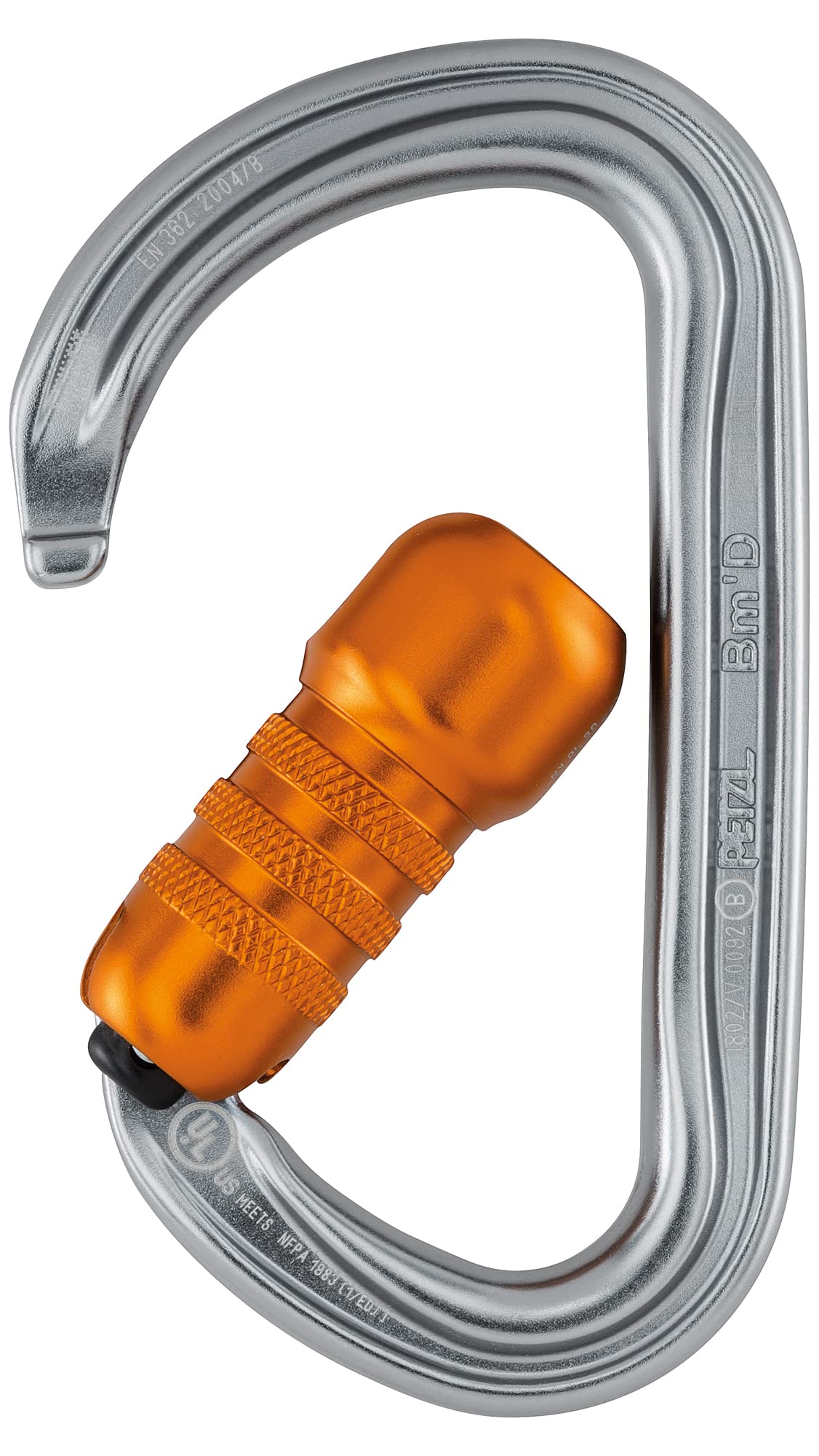 Close-up of Petzl Bm'D Keylock nose demonstrating snag-free clipping benefit