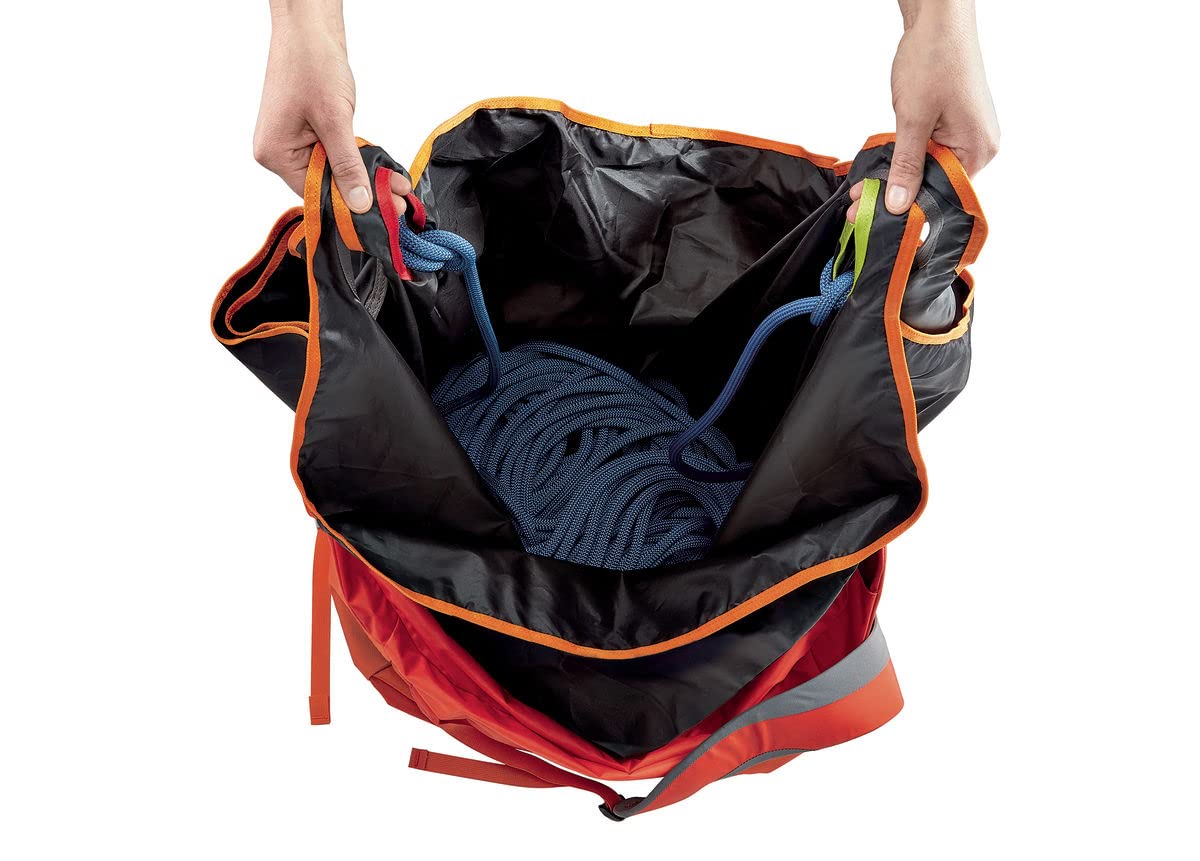 Petzl KLIFF packed with rope, shoes, harness showing efficient storage benefit