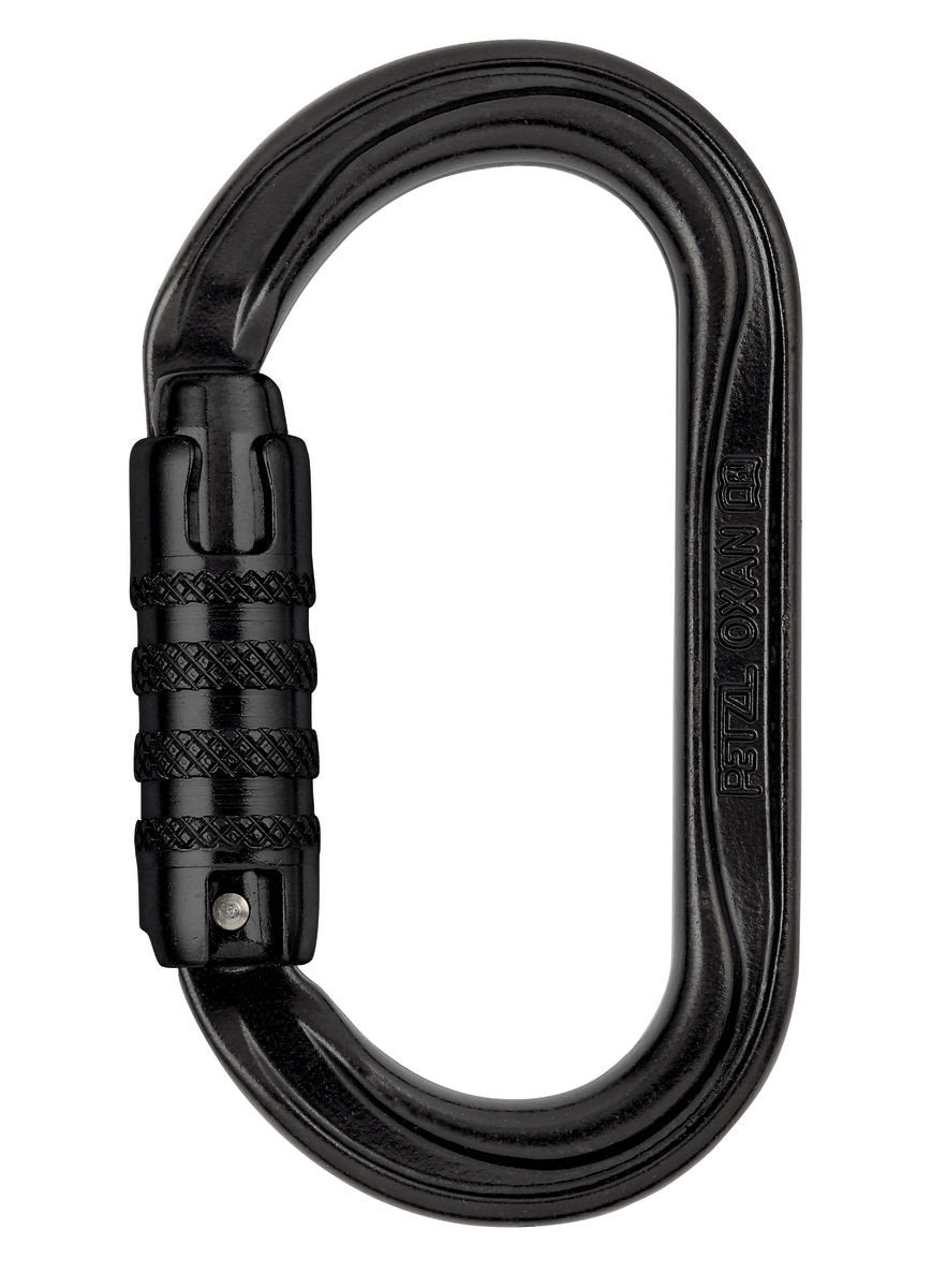 PETZL OXAN front view showing oval shape and secure locking for durable load-centering