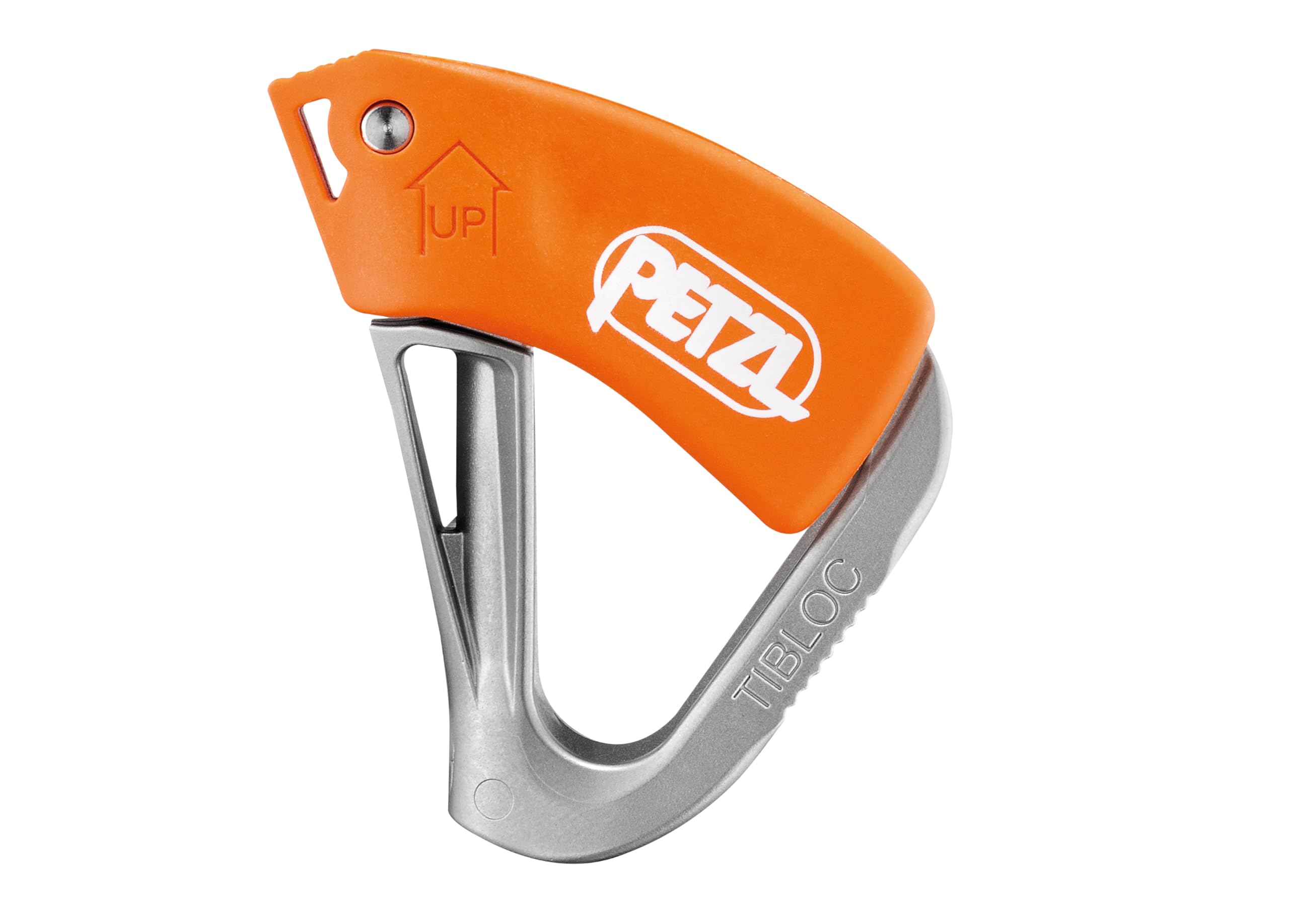 PETZL TIBLOC close-up of stainless-steel cam teeth demonstrating secure rope grip
