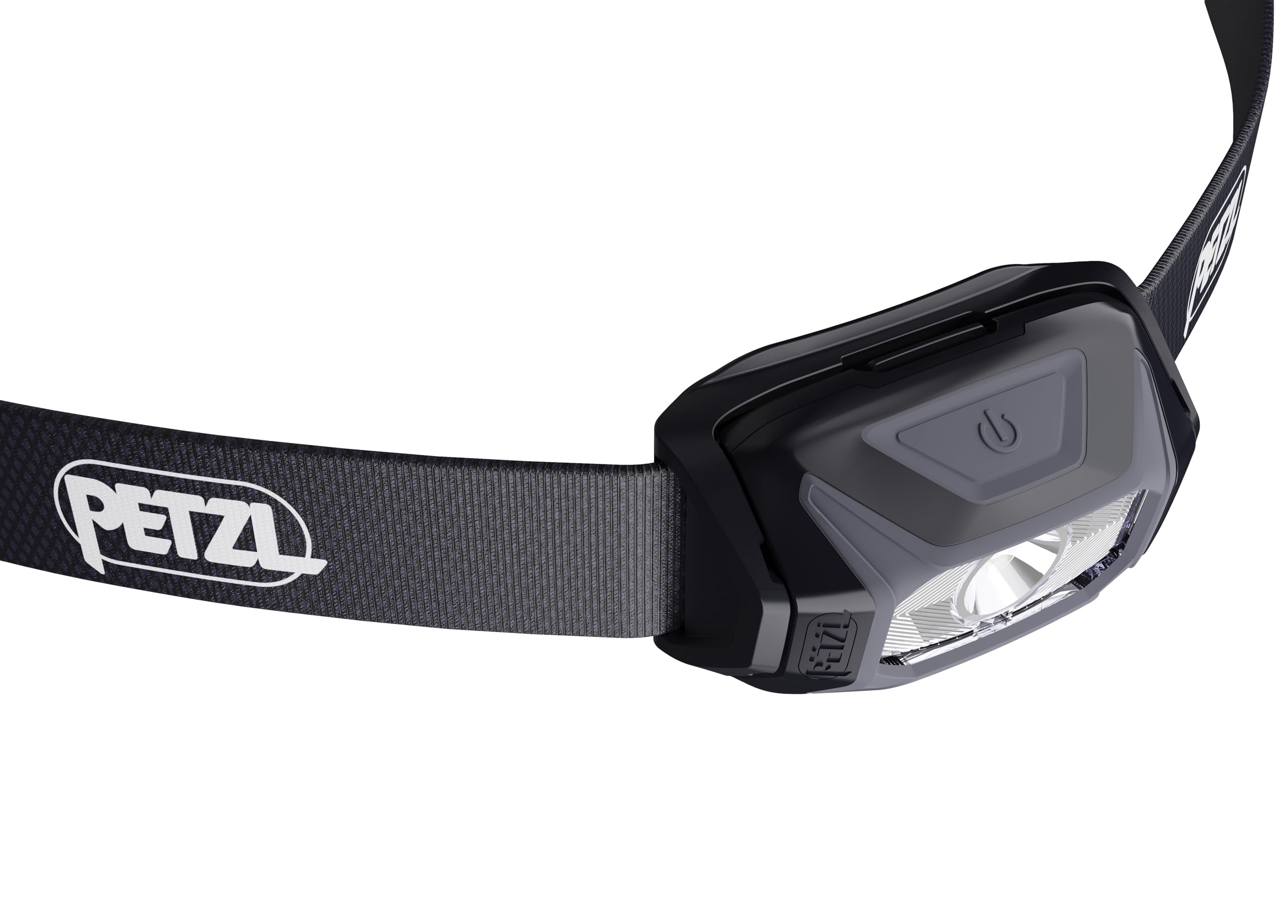PETZL TIKKINA headband detail highlighting recycled material and washable strap