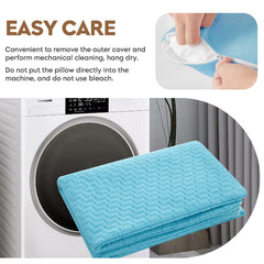 PEUJEW compressed pillow in travel bag demonstrating portability benefit