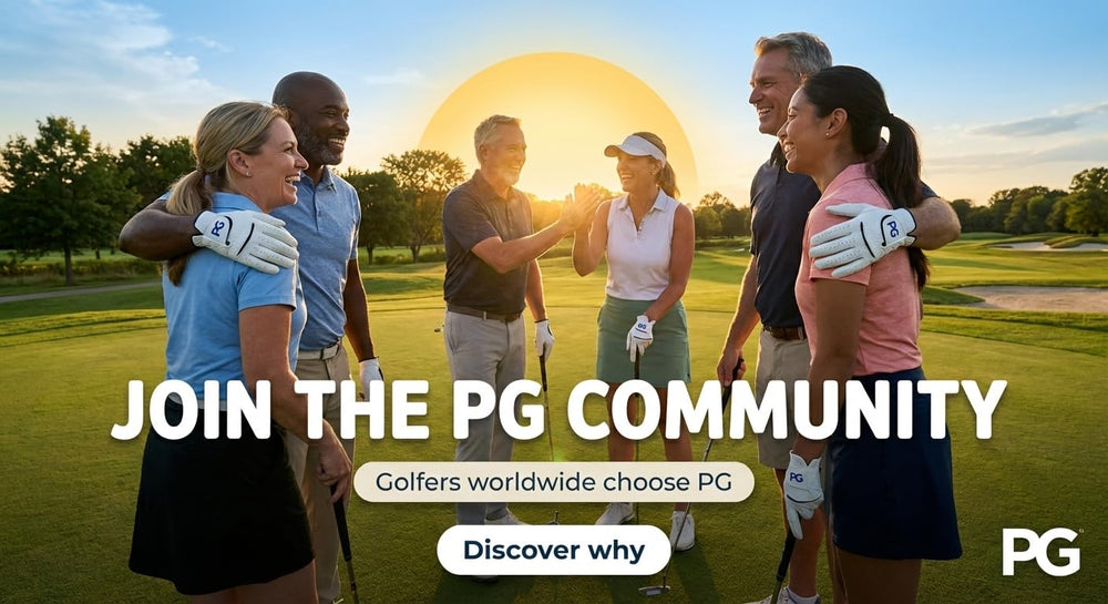 PG Golf glove in use on tee box with player showing consistent performance