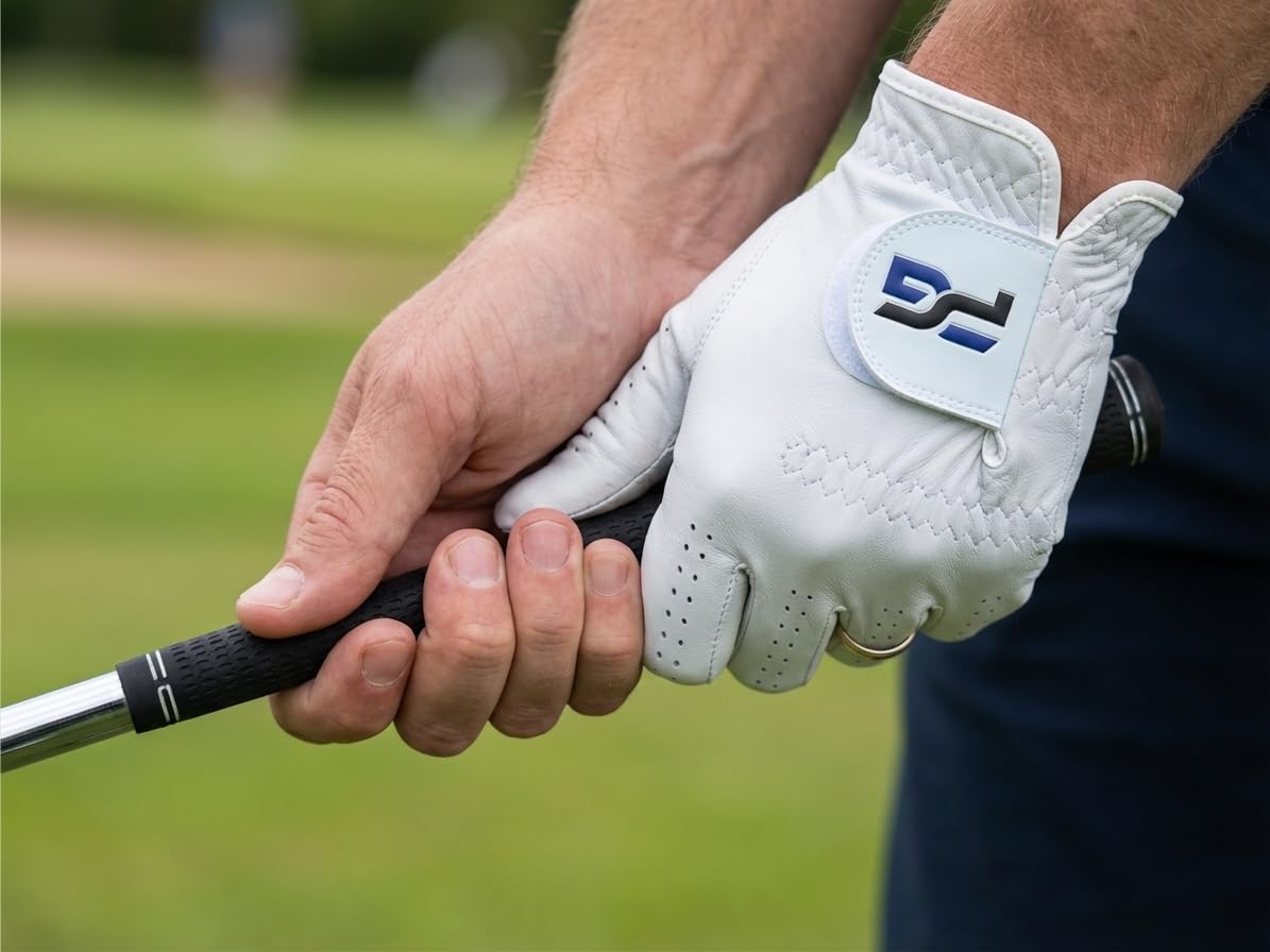PG Golf five gloves laid beside a ruler for size and scale clarity and ease