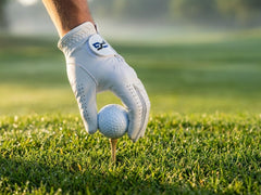 PG Golf single glove palm close-up highlighting soft cabretta leather benefit