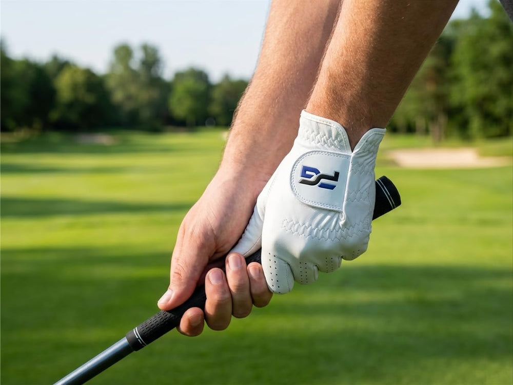 PG Golf palm close-up showing cabretta leather and improved grip