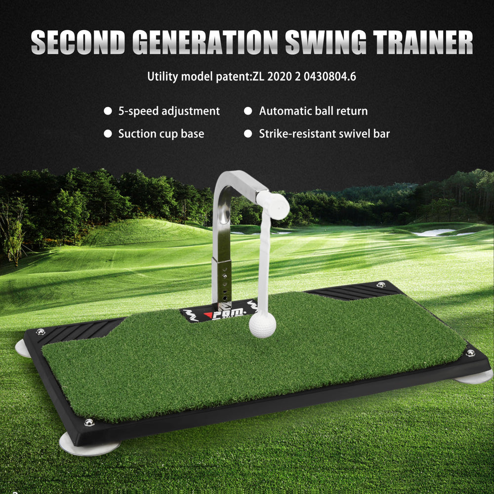 PGM close-up of swing pad and tee protecting clubs and floor