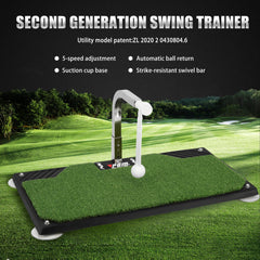 PGM close-up of swing pad and tee protecting clubs and floor