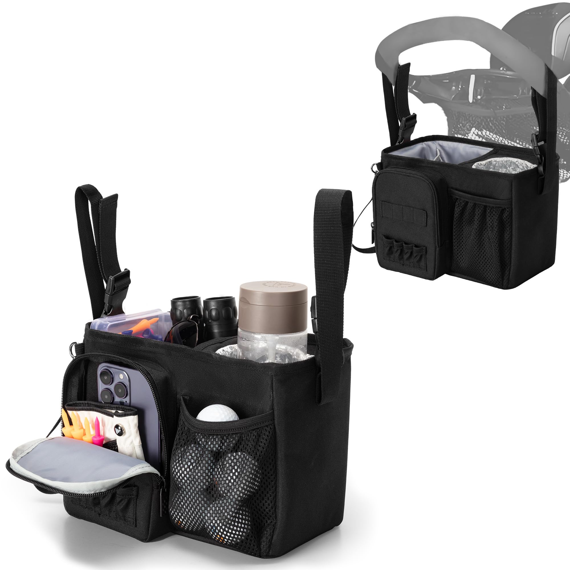 PGmoon front view organizer showing pockets and easy access benefit