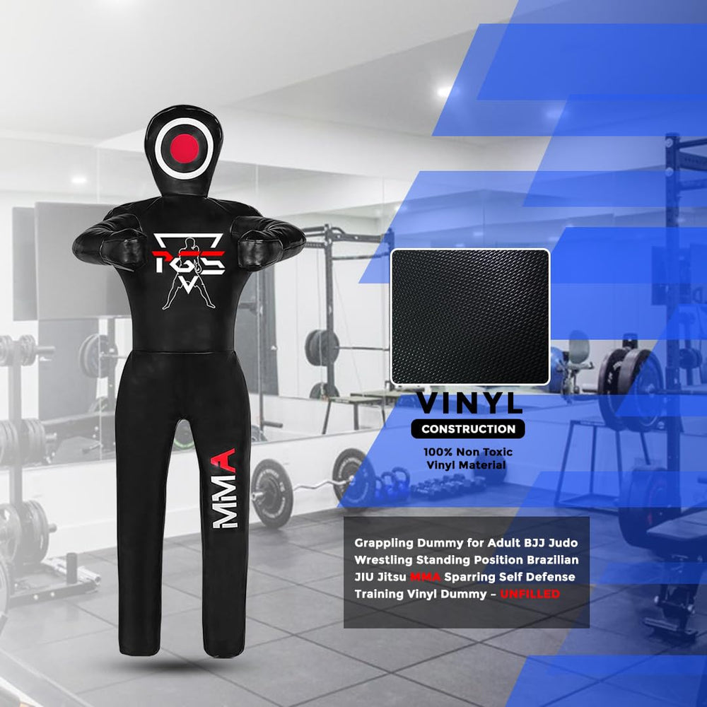 PGS grappling dummy next to person to show 6ft scale and usable size