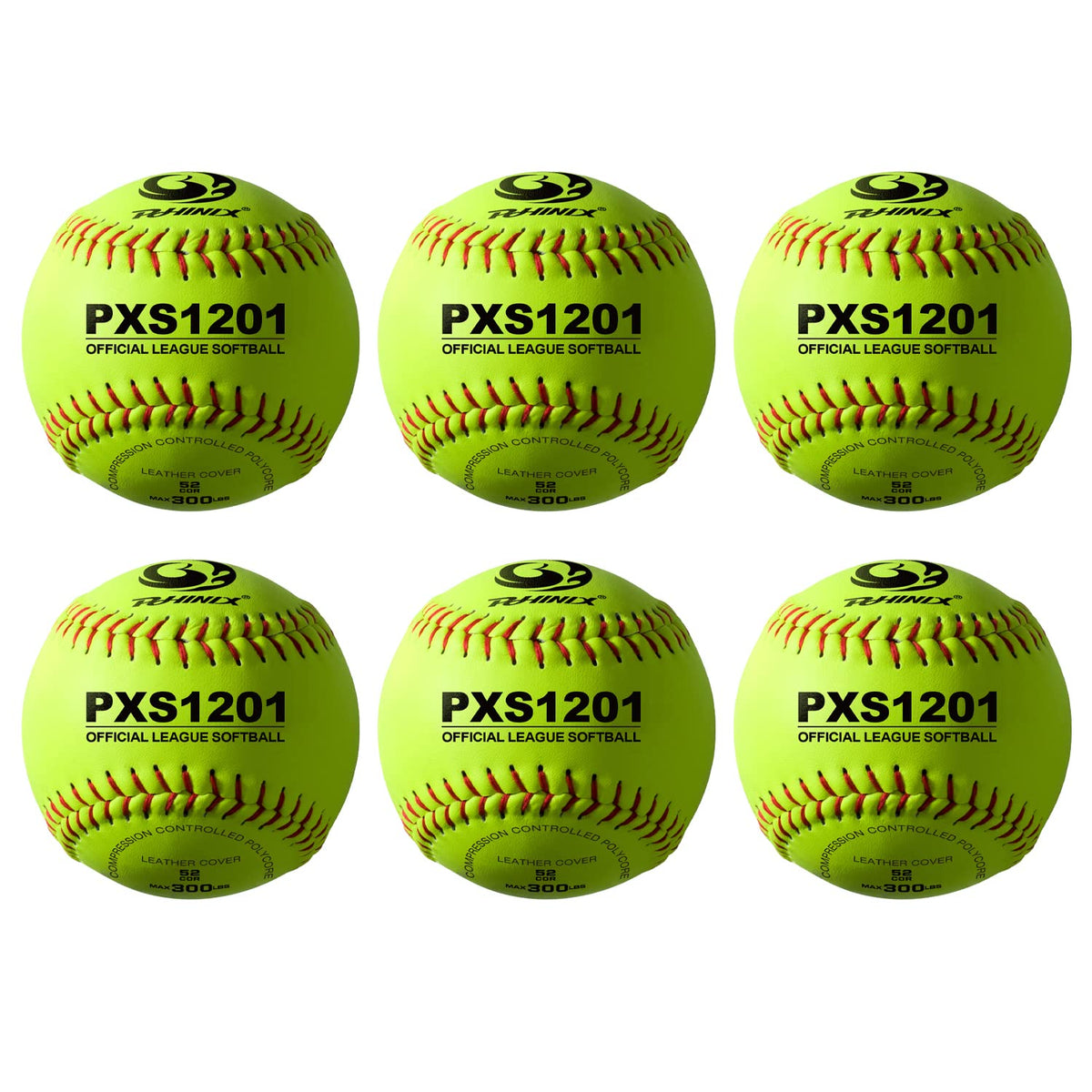 PHINIX front view of box of six softballs showing branding and visibility benefit
