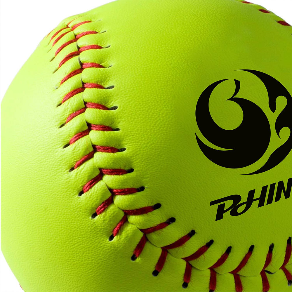 PHINIX softball in play under lights showing optic yellow visibility advantage