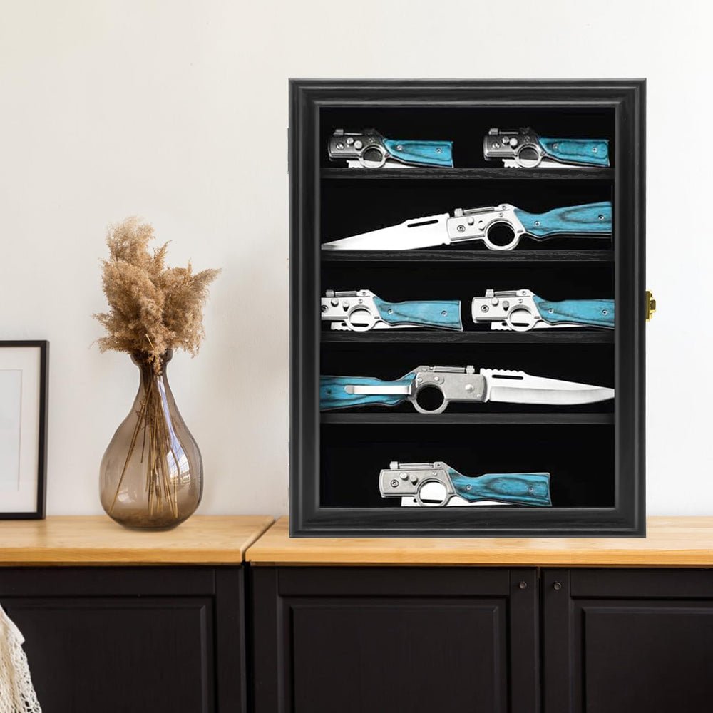 PiaoHao lifestyle shot wall-mounted case in workshop highlighting organized, visible collection