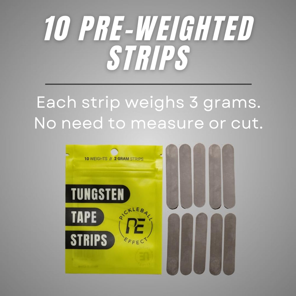 Pickleball Effect strip beside coin showing compact 2g size for precise adjustments