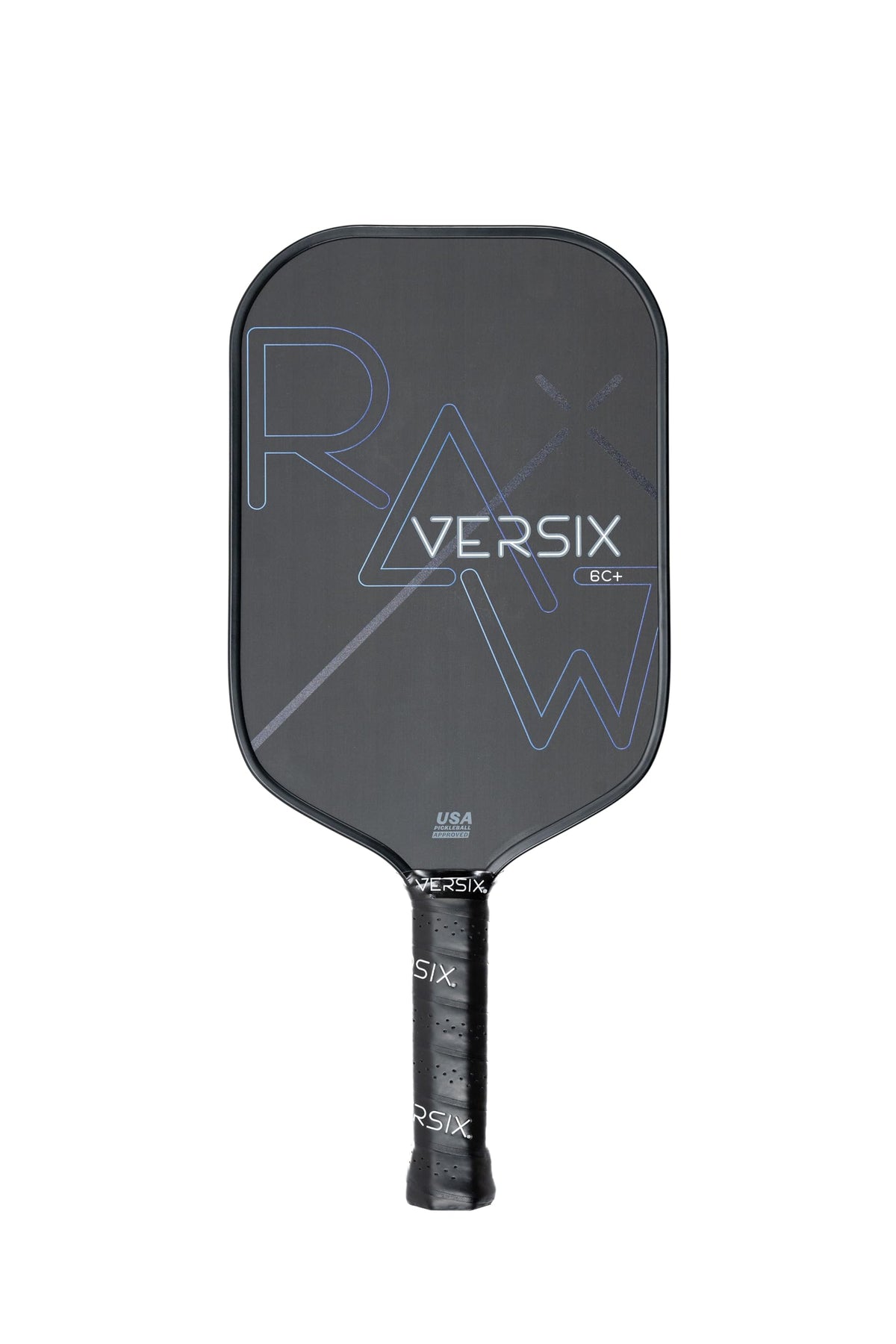 PickleballCentral VERSIX RAW front face showing clean carbon fiber for crisp shots