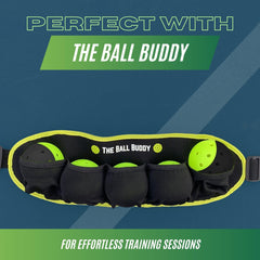 PickleProGear two-tone lime green and black Spin Trainer Pro ball highlighting visible spin