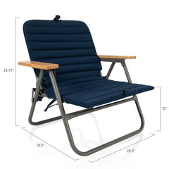 PICNIC TIME padded backpack straps on folded chair showing hands-free carry comfort and convenience