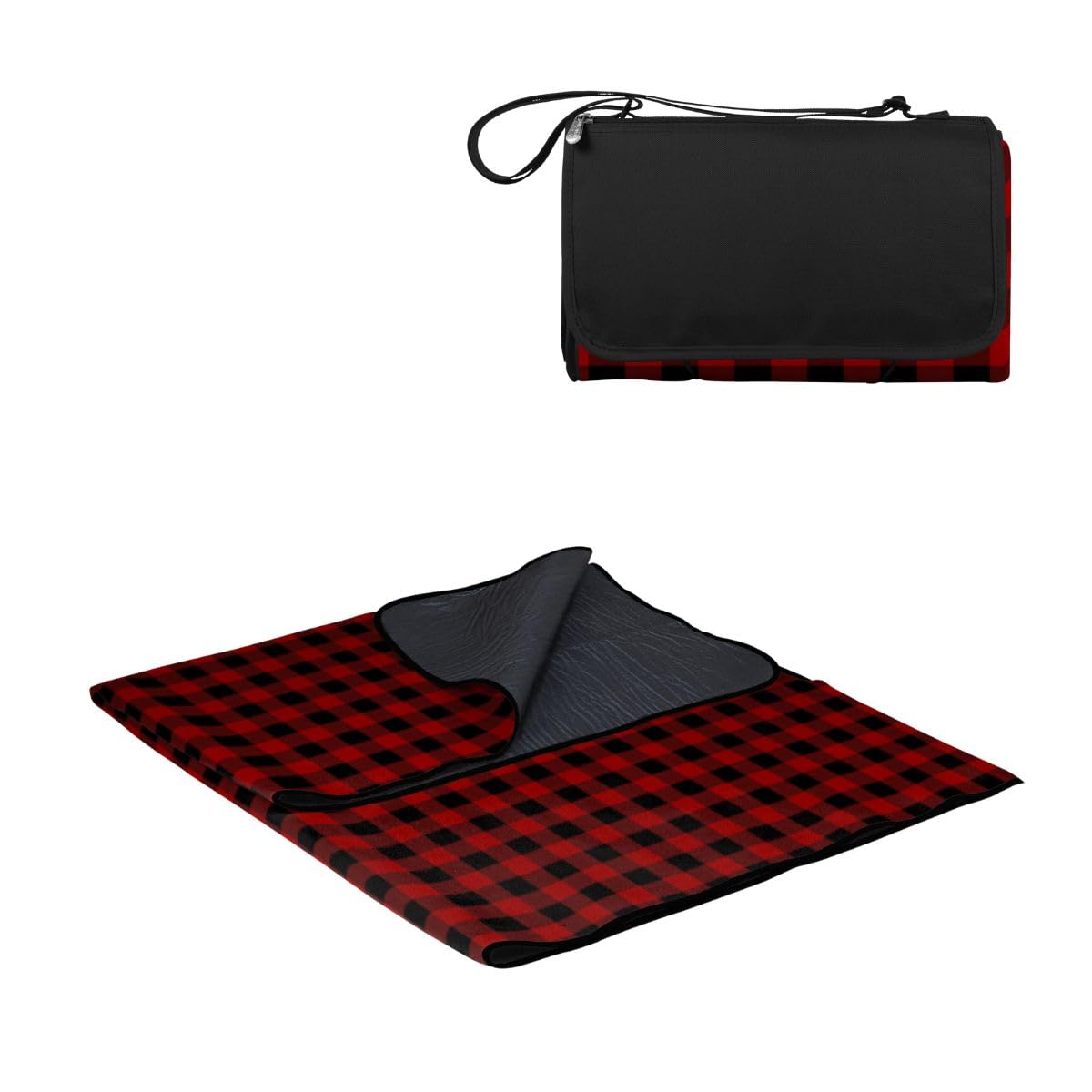 PICNIC TIME blanket front view showing red and black buffalo plaid and full spread comfort