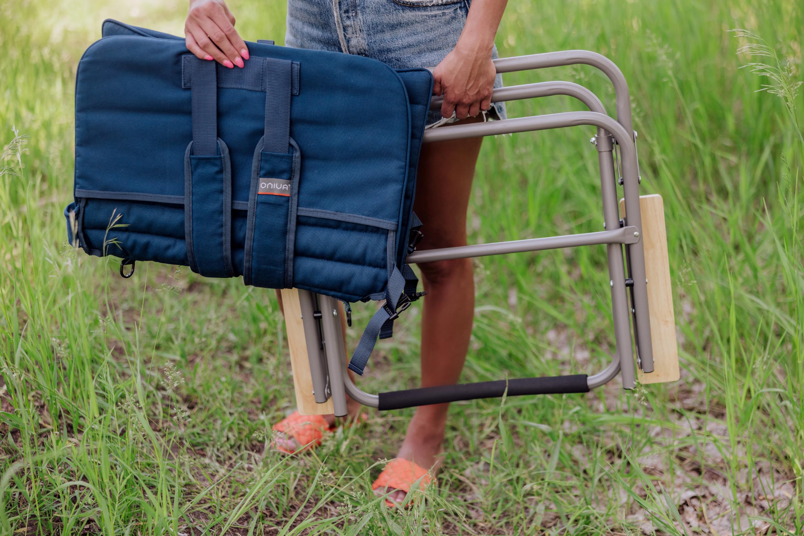PICNIC TIME seated scale with person showing low-profile height and real-world sizing clarity