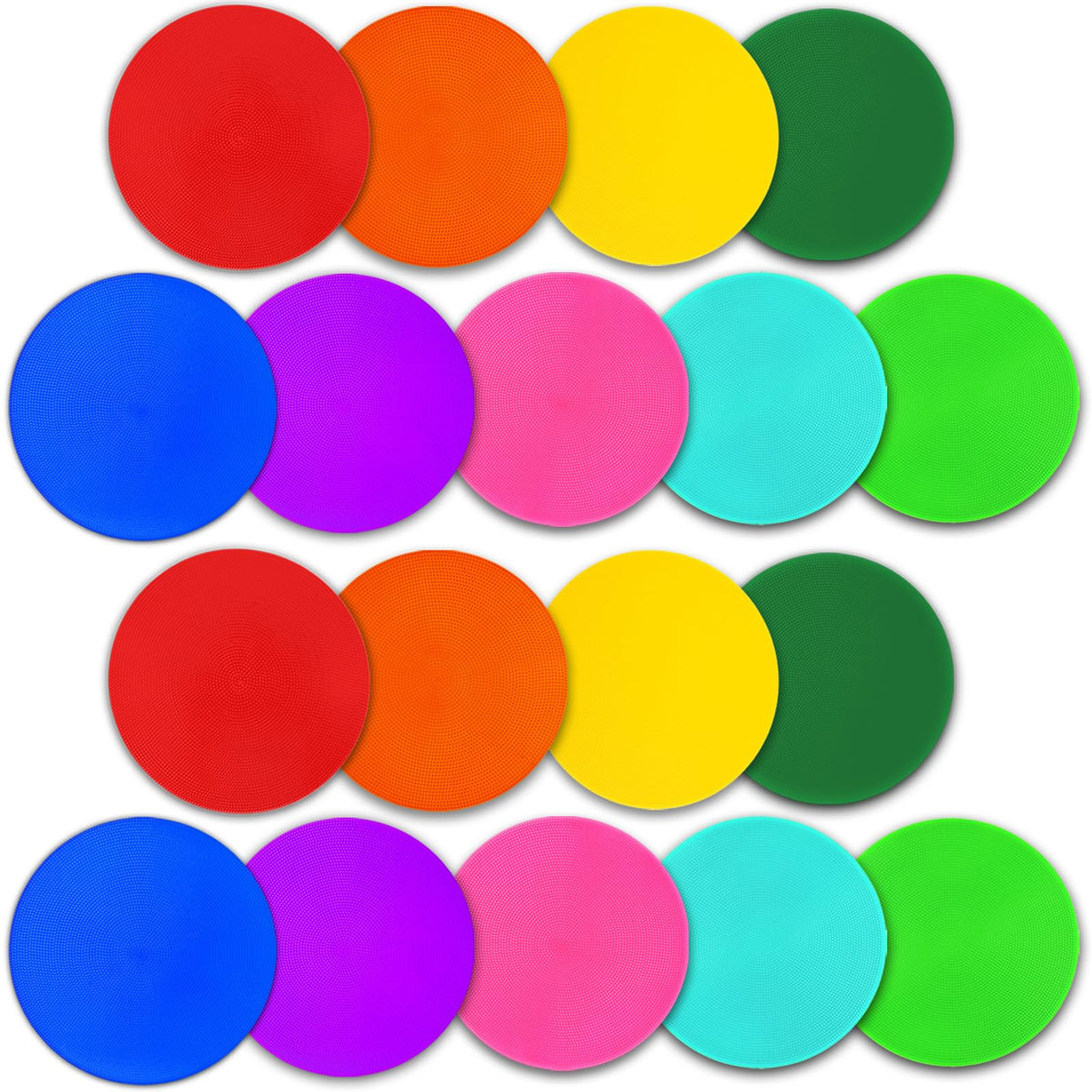 PIKZH front view of 18 colorful spot markers in storage bag, easy transport