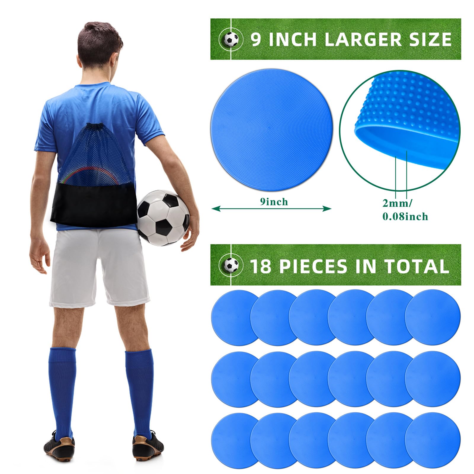PIKZH markers arranged on field during soccer drill improving footwork clarity