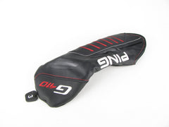 PING G410 headcover front view protecting 3-wood with stylish black and red finish