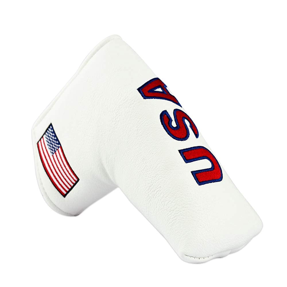PINMEI front view white blade putter cover protecting head
