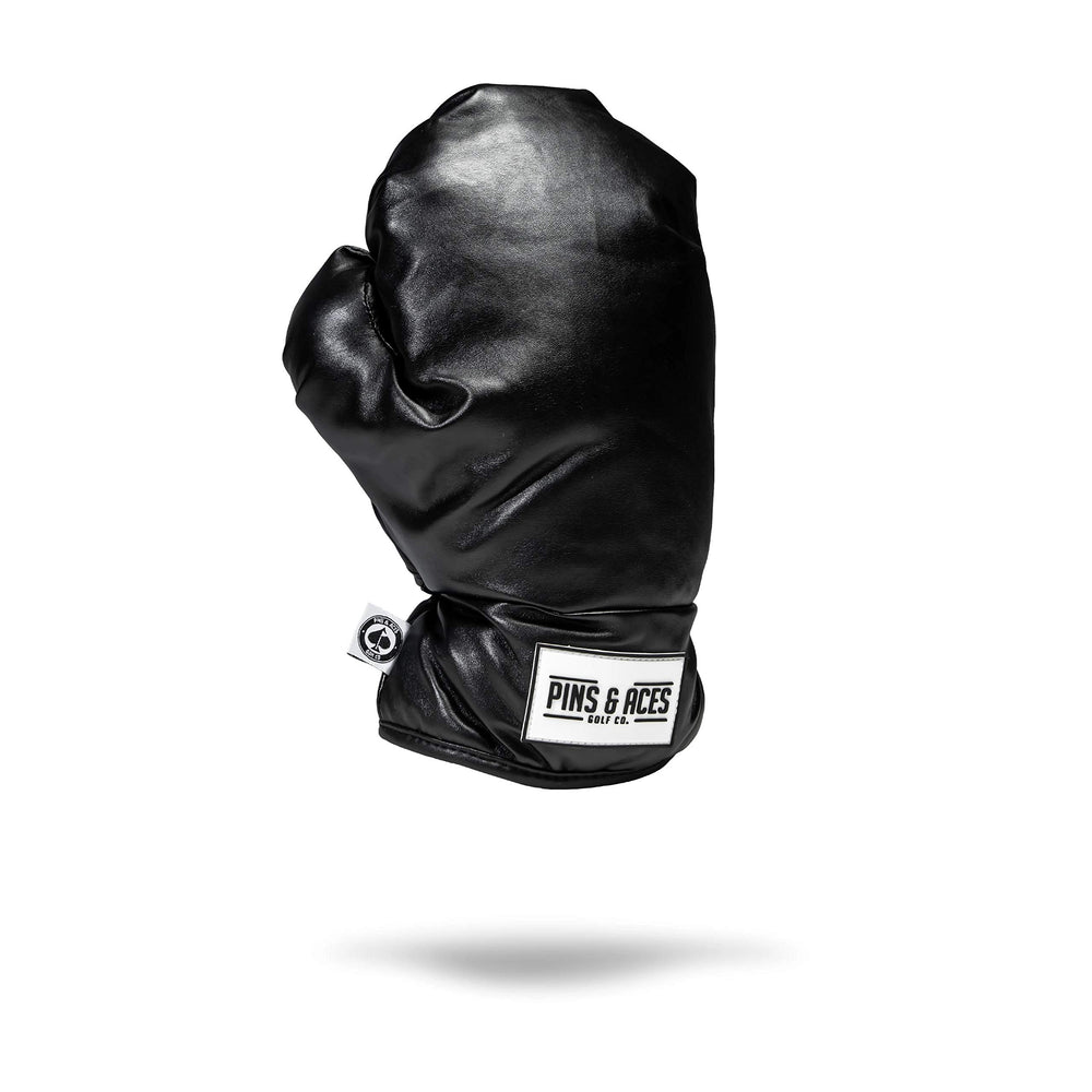 Pins & Aces front view of boxing glove head cover showing premium leather and bold style