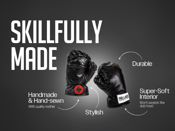 Pins & Aces side profile of glove-shaped headcover showing shape and protective padding