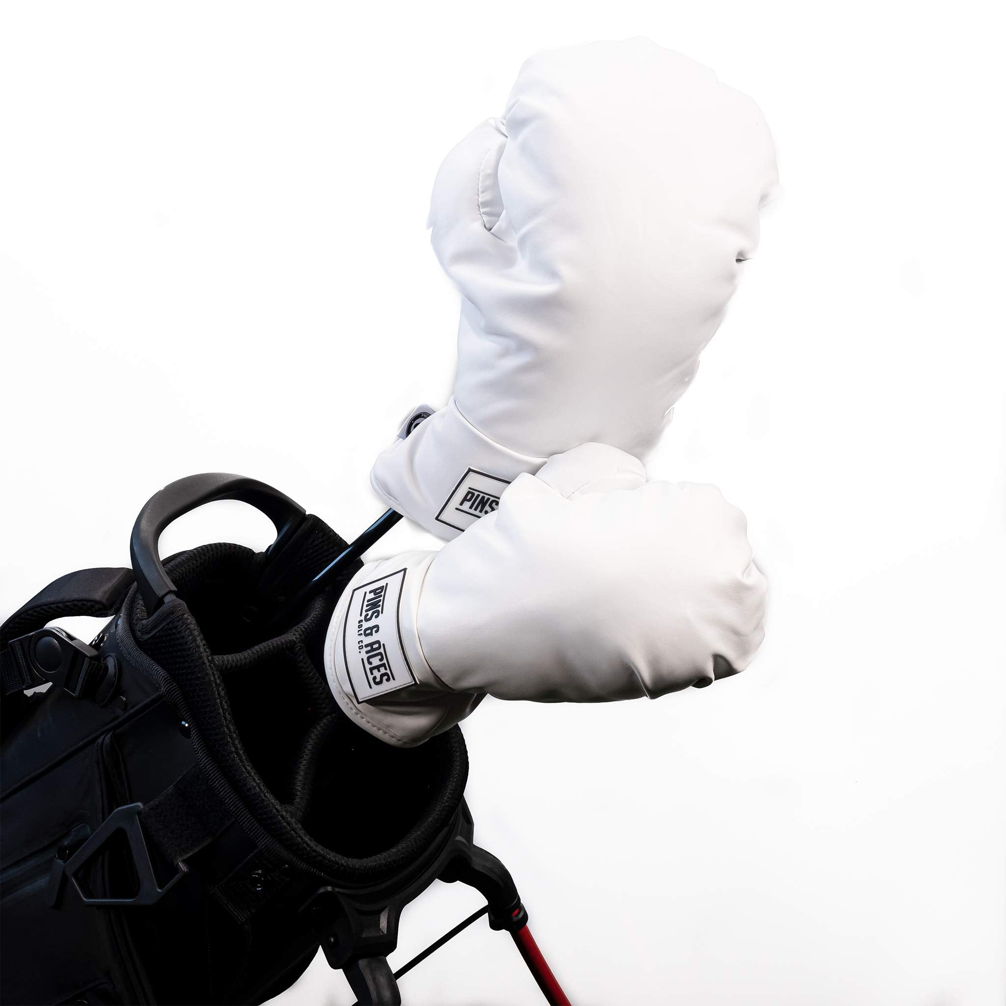 Pins & Aces lifestyle shot on golf bag helping identify your clubs quickly