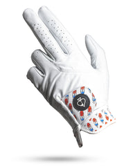 Pins & Aces glove front view showing Rocket Pop design and premium look