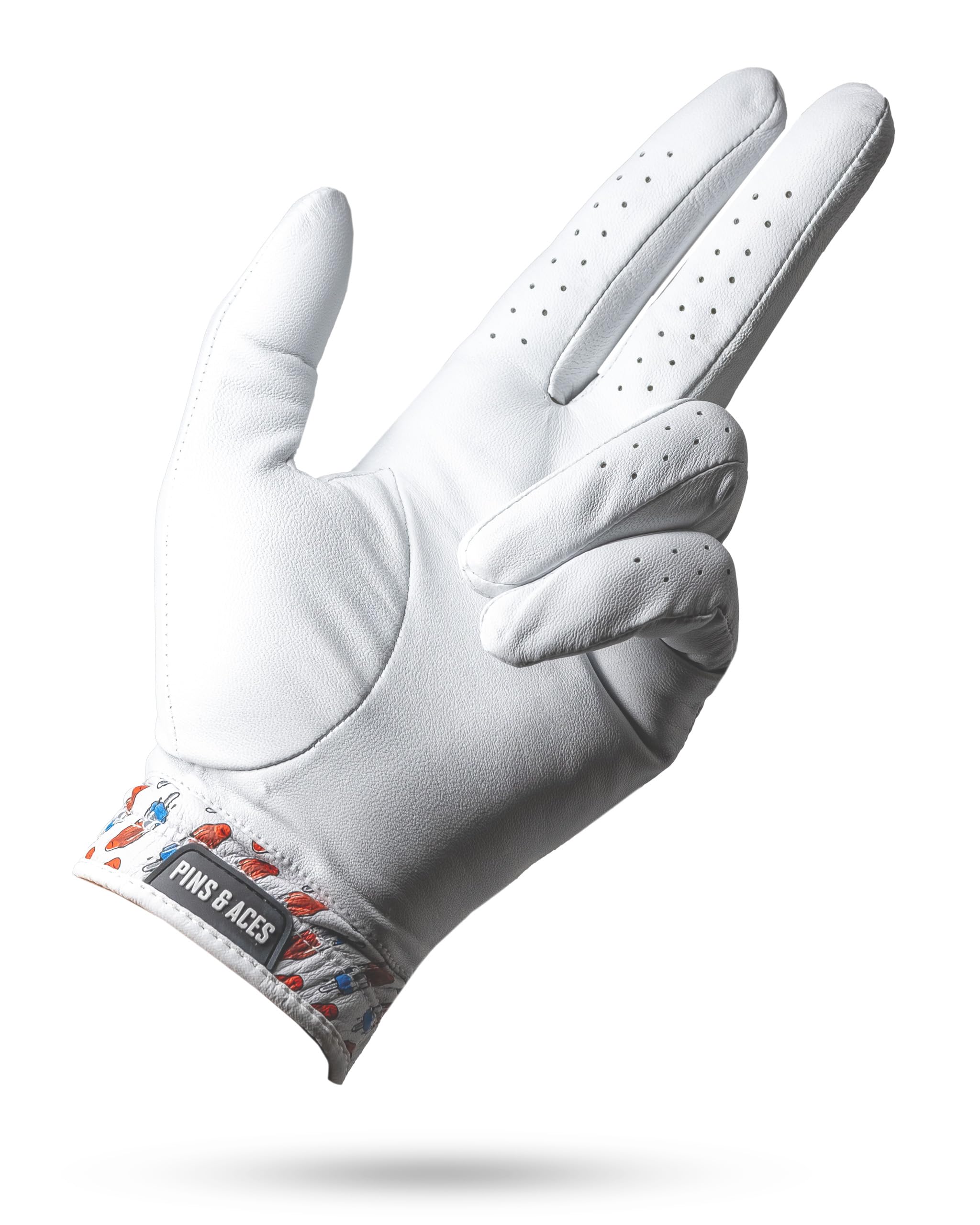 Pins & Aces glove in use on golf course demonstrating control and style