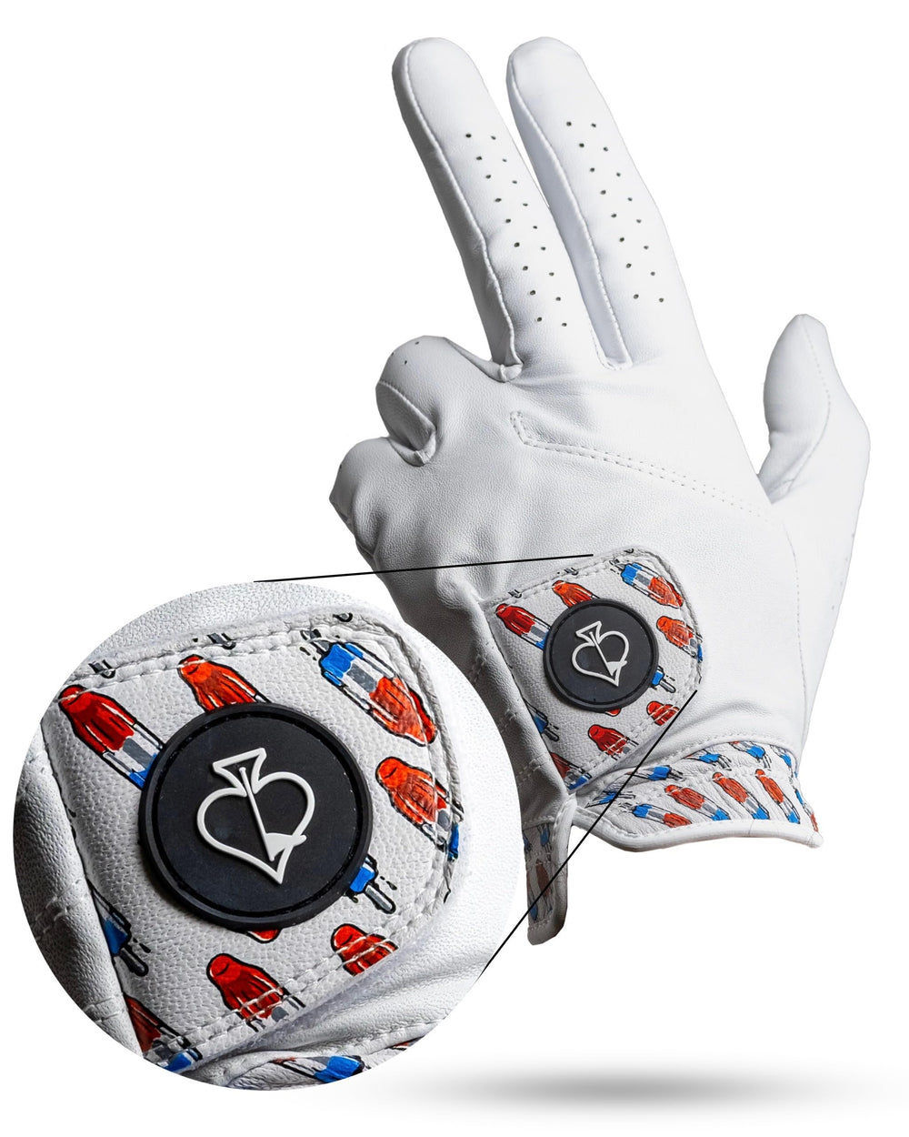 Pins & Aces glove palm detail highlighting AAA Cabretta leather grip benefit