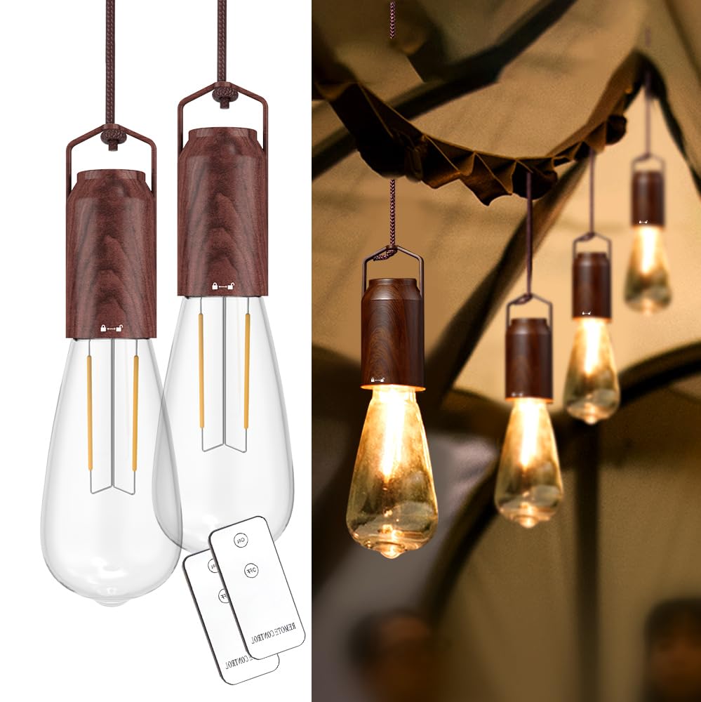 PINSAI front view hanging lantern showing warm glow and vintage look for ambiance