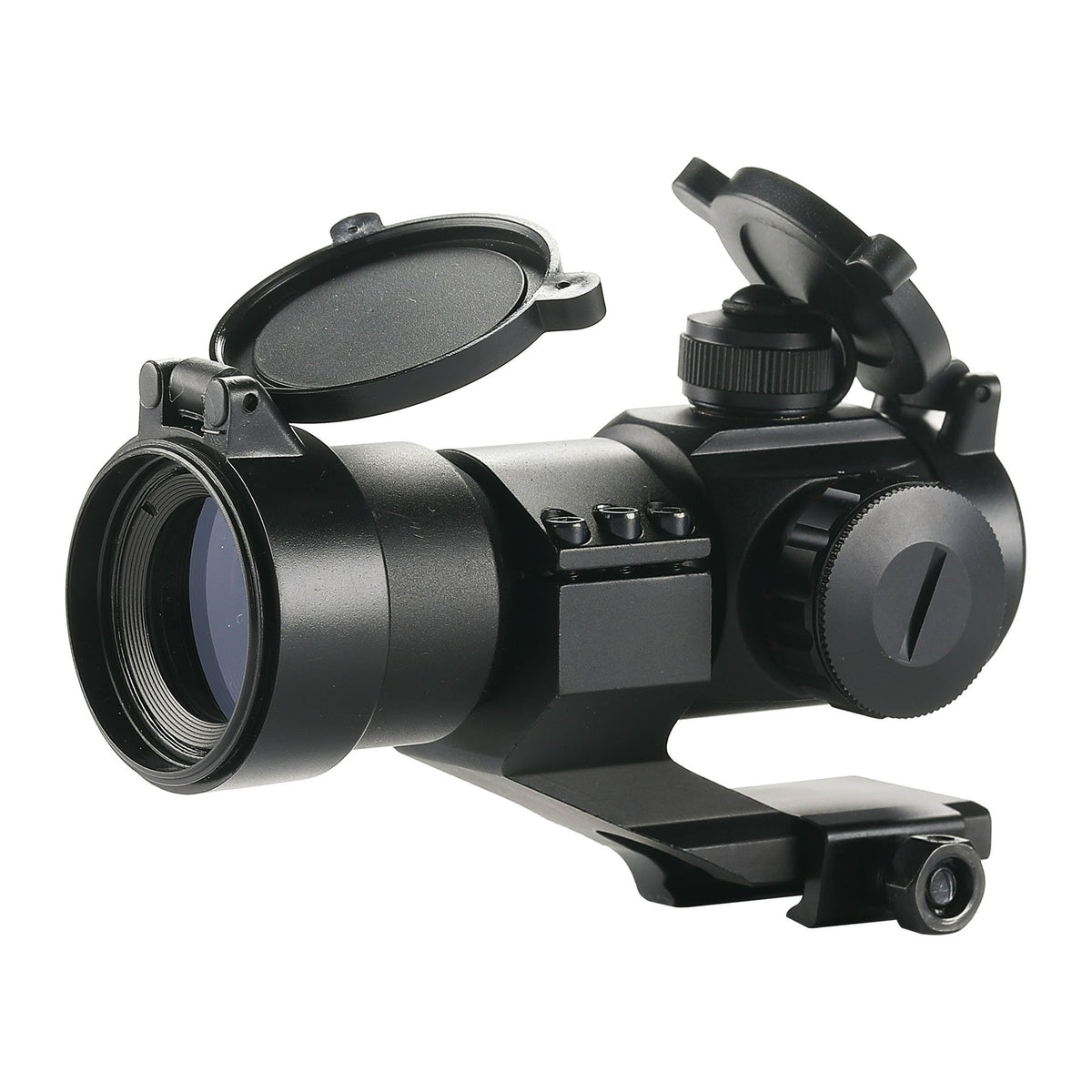 Pinty front view of reflex sight showing compact solid metal housing and durable finish